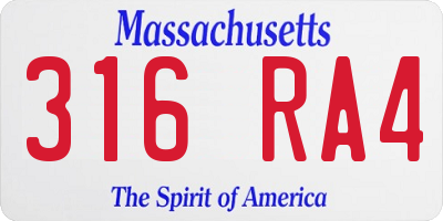 MA license plate 316RA4