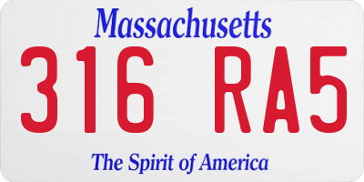 MA license plate 316RA5