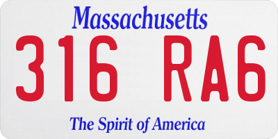 MA license plate 316RA6