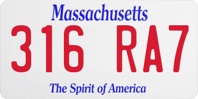 MA license plate 316RA7