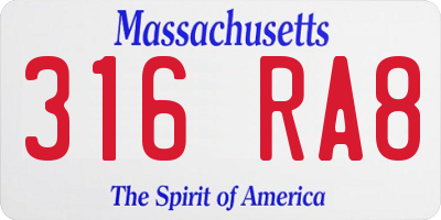 MA license plate 316RA8