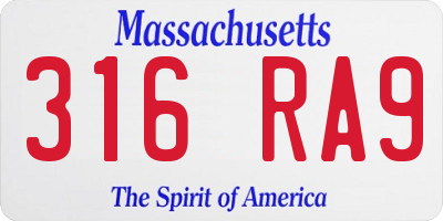 MA license plate 316RA9