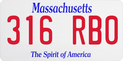 MA license plate 316RB0