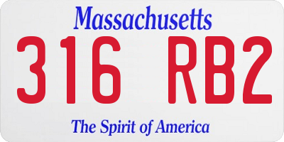 MA license plate 316RB2