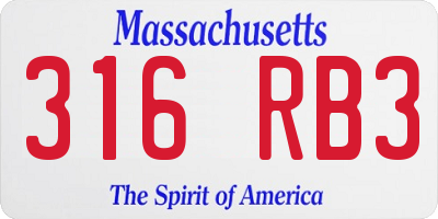 MA license plate 316RB3