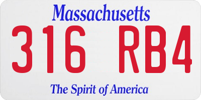 MA license plate 316RB4