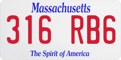 MA license plate 316RB6