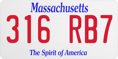 MA license plate 316RB7