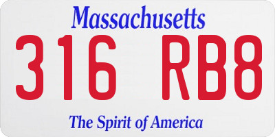 MA license plate 316RB8