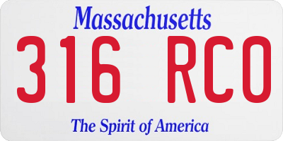 MA license plate 316RC0