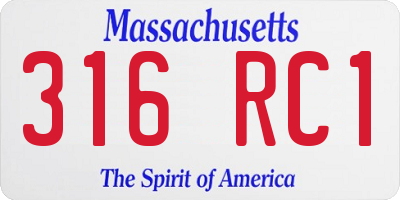 MA license plate 316RC1