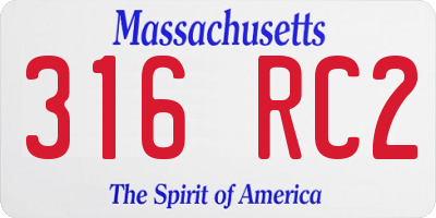 MA license plate 316RC2
