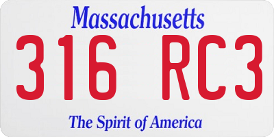 MA license plate 316RC3