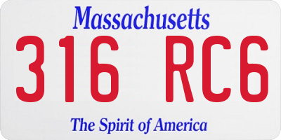 MA license plate 316RC6