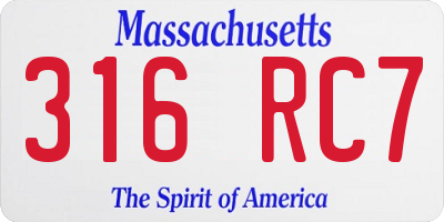 MA license plate 316RC7