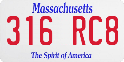 MA license plate 316RC8