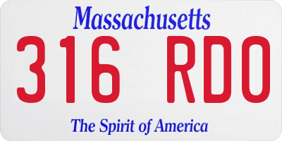 MA license plate 316RD0