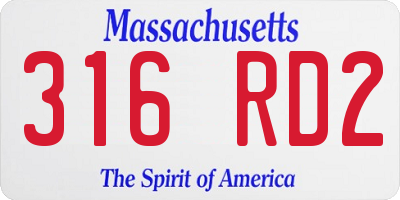 MA license plate 316RD2