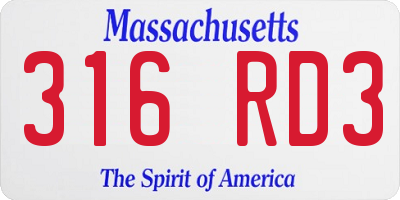 MA license plate 316RD3