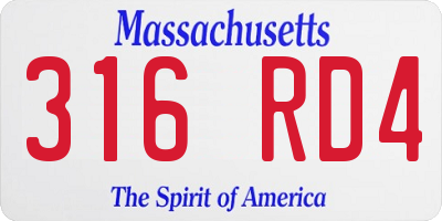 MA license plate 316RD4