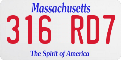 MA license plate 316RD7