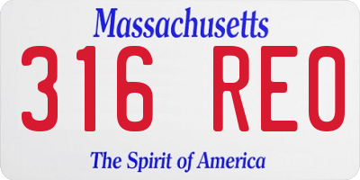 MA license plate 316RE0