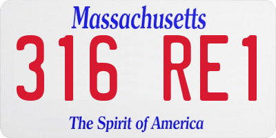 MA license plate 316RE1