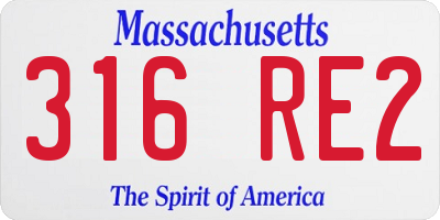 MA license plate 316RE2