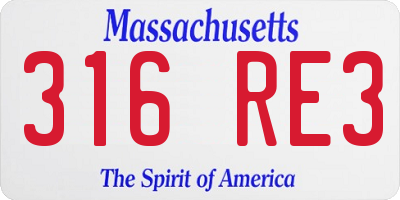 MA license plate 316RE3