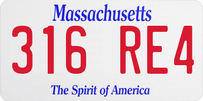 MA license plate 316RE4