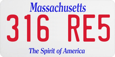 MA license plate 316RE5