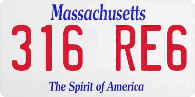 MA license plate 316RE6