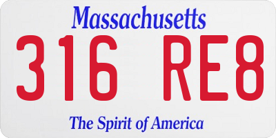 MA license plate 316RE8