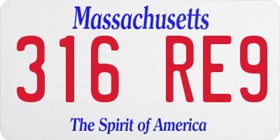 MA license plate 316RE9