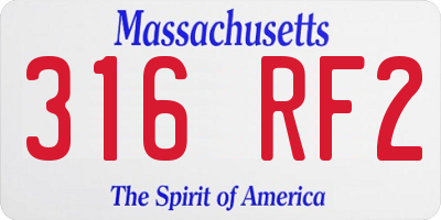 MA license plate 316RF2
