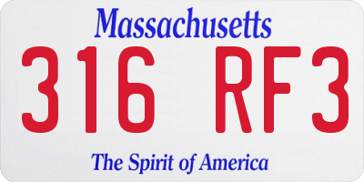 MA license plate 316RF3