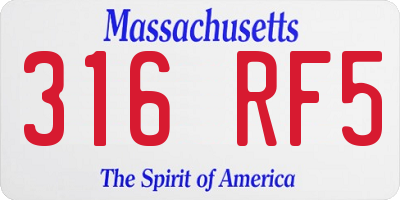 MA license plate 316RF5