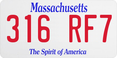 MA license plate 316RF7
