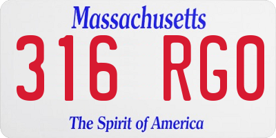 MA license plate 316RG0
