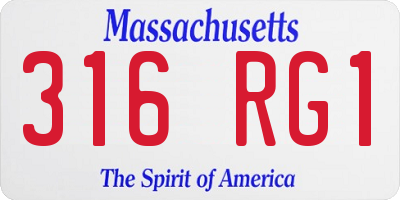 MA license plate 316RG1