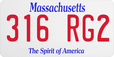 MA license plate 316RG2