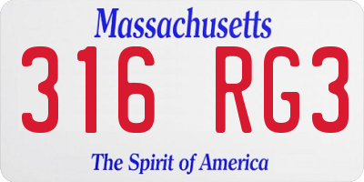 MA license plate 316RG3