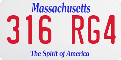MA license plate 316RG4