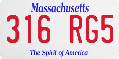 MA license plate 316RG5
