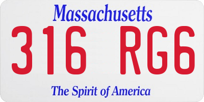 MA license plate 316RG6