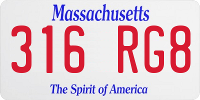 MA license plate 316RG8