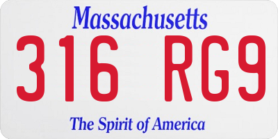 MA license plate 316RG9