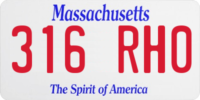 MA license plate 316RH0