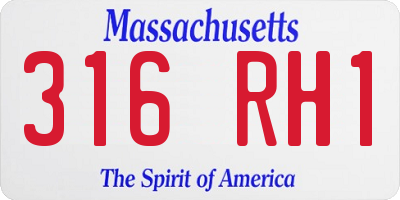 MA license plate 316RH1