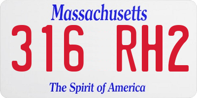 MA license plate 316RH2